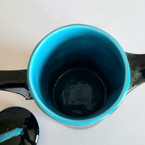 Vintage black and green ''drip'' pattern coffee/tea pot. - Picture 7 of 8